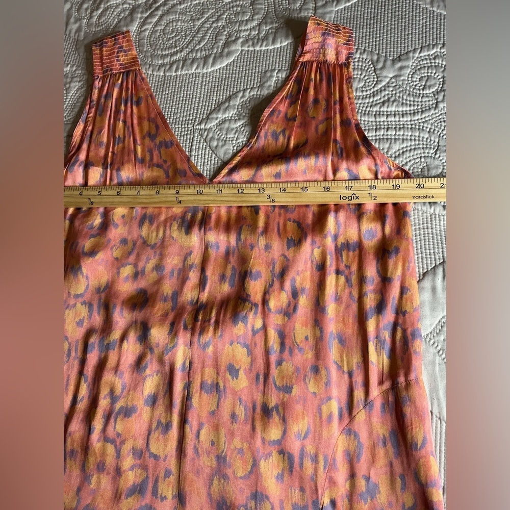 Anthropologie Daily Practice Jumpsuit Leopard Print V-Neck Wide Leg Pink/Yellow - Picture 5 of 10